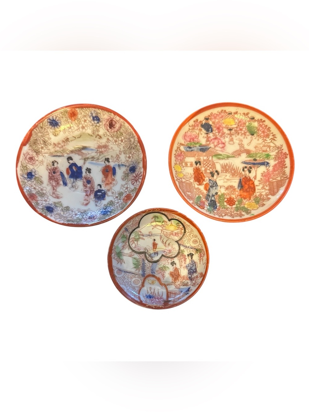 Vintage Asian Porcelain Mini Saucers – Set of 3